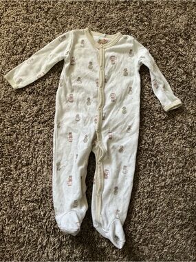 baby gear Cotton Short Sleeve One-Piece Bodysuit cream Animal Print 6-9M